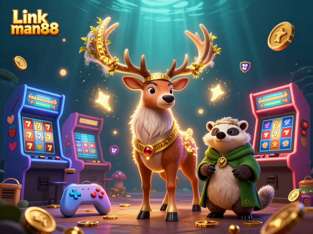 Experience exciting gameplay with Link man88, featuring animated Celtic characters and casino elements.