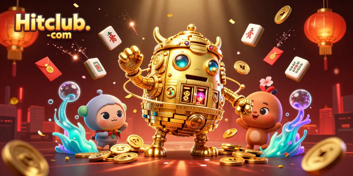 Experience vibrant gaming action at Hitclub. com with a dynamic scene filled with golden golems and festive motifs.